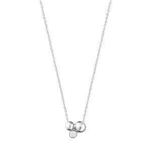 Georg Jensen «Moonlight Grape»anheng og kjede i sølv, lite med diamant