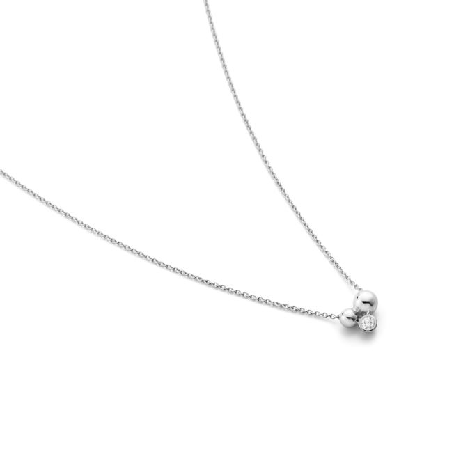 Georg Jensen  Moonlight Grapes anheng og kjede i sølv, lite med diamant