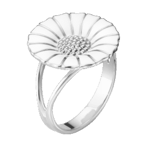 Georg Jensen "Daisy" ring i sølv med hvit emalje