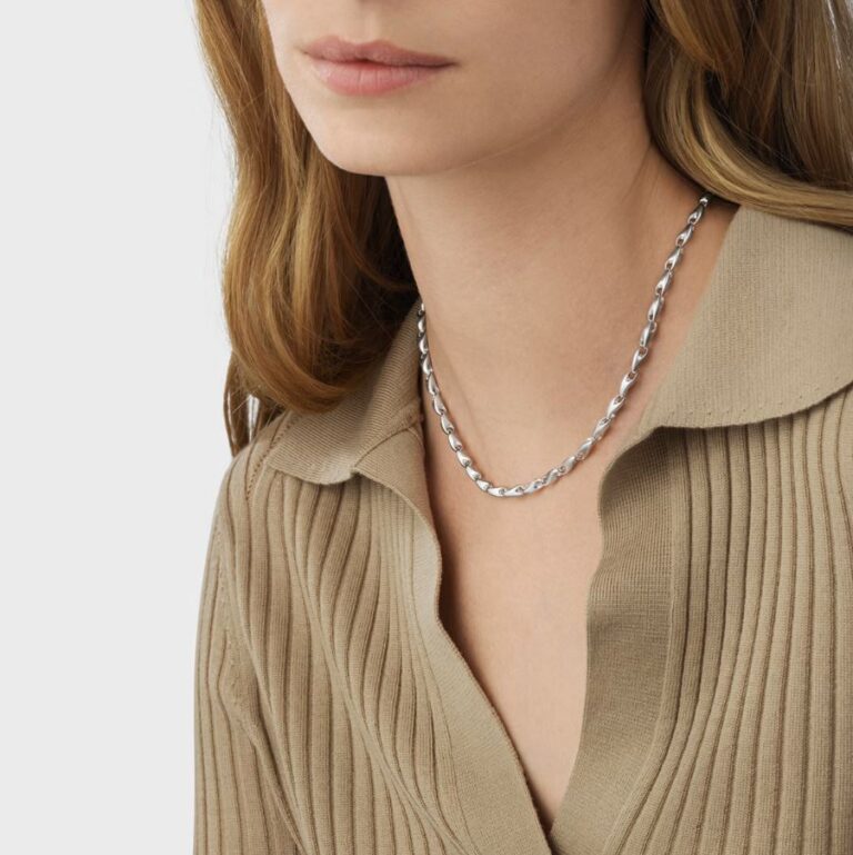 Georg Jensen “Reflect necklace small" i sølv 45 cm