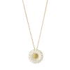 Georg Jensen "Daisy" anheng/brosje med hvit emalje i forgylt sølv