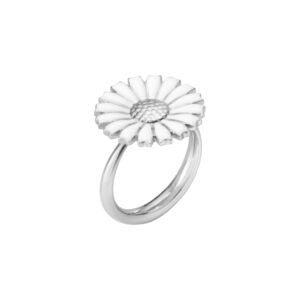 Georg Jensen "Daisy " ring i sølv med hvit emaljert blomst