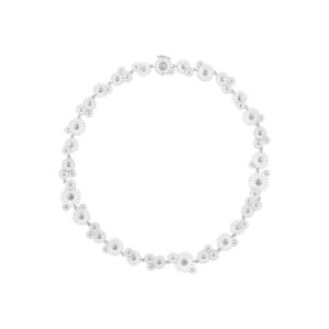 Georg Jensen “Daisy halskjede" i sølv med hvit emalje