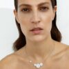 Georg Jensen “Daisy 4 flower” kjede i sølv med hvite emalje blomster