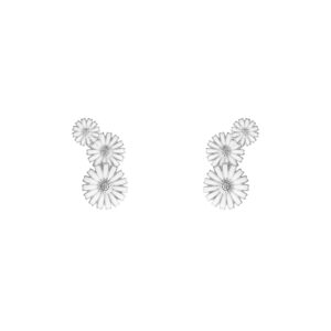 Georg Jensen “Daisy ørepynt" i sølv med 3 hvite emaljerte blomster