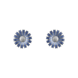 Georg Jensen “Daisy ørepynt" i sølv med blå emaljert blomst
