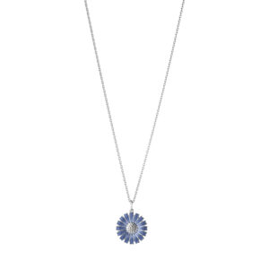 Georg Jensen “Daisy kjede" i sølv med blå emaljert blomst