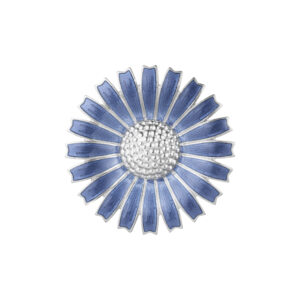 Georg Jensen “Daisy brosje" i sølv med blå emaljert blomst