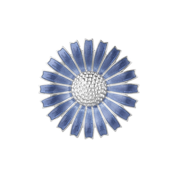 Georg Jensen “Daisy brosje" i sølv med blå emaljert blomst