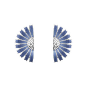 Georg Jensen “Daisy hoops" i sølv med blå emalje