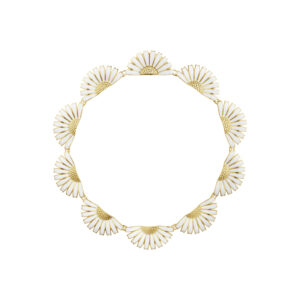 Georg Jensen “Daisy halskjede" i forgylt sølv med hvit emalje