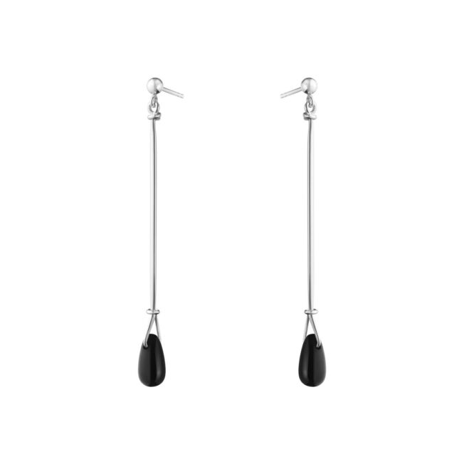 Georg Jensen “Vivianna long earring” i sølv med sort agat