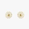 Georg Jensen “Daisy Earstud" i forgylt sølv med hvite emaljerte blomster, mini