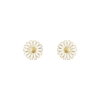 Georg Jensen “Daisy Earstud" i forgylt sølv med hvite emaljerte blomster