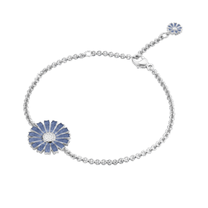 Georg Jensen “Daisy armbånd" i sølv med blå emaljert blomst