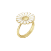Georg Jensen "Daisy" ring i forgylt sølv med hvit emaljert blomst