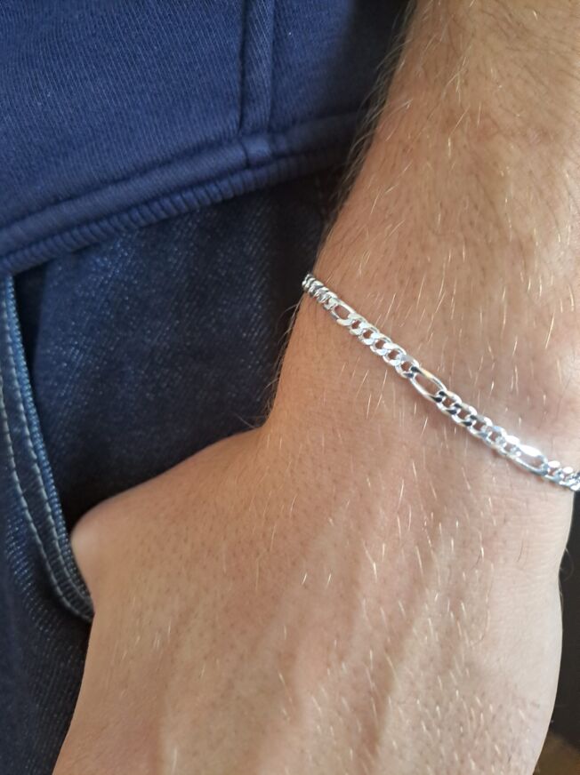 Figaro armbånd i sølv 3,7 mm 21 cm