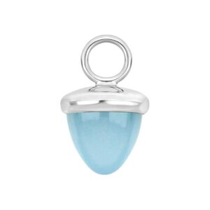 Heizendorff eikenøtt anheng/ charms med lysblått kvartsglass med rhodinert sølv