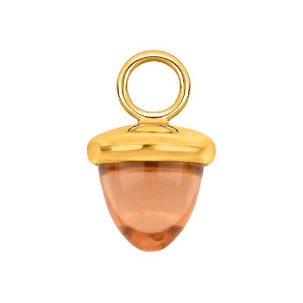 Heizendorff eikenøtt anheng/ charms med champagnefarget kvartsglass med forgylt sølv