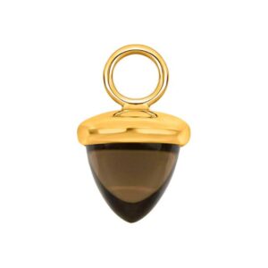 Anheng som også kan brukes som charms på armbåndene fra Heizendorff. Brunt kvartsglass og forgylt sølv topp.