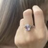 Hvitt gull ring med lys lilla ametyst og diamanter 0,14 ct