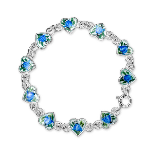 Armbånd til barn med hjerter med emaljerte blåklokker fra Pia og Per