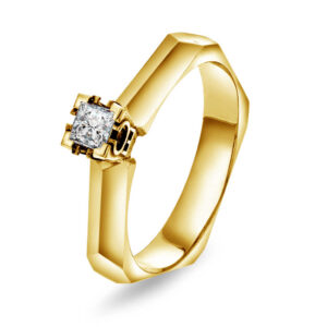 "Fasett" ring i gult gull med 0,20 TW.SI