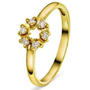 Ring i gult gull sirkel med diamanter