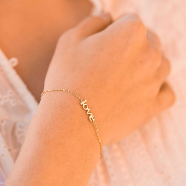 Serenity Love armbånd med rosenkvarts i forgylt sølv