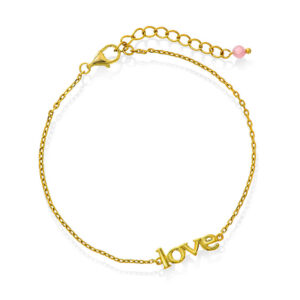 Serenity Love armbånd med rosenkvarts i forgylt sølv