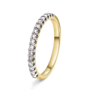 Rekkering i gult gull med diamanter 0,25ct