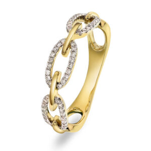 Ring med åpne ringer i gult gull med diamanter 0,20ct