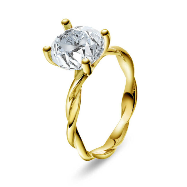 22200012-01 Ring "Drops" i gult gull med bergkrystall