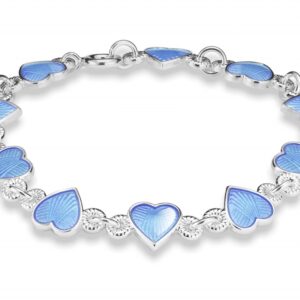 Armbånd til barn med lys blå emaljerte hjerter fra Pia og Per