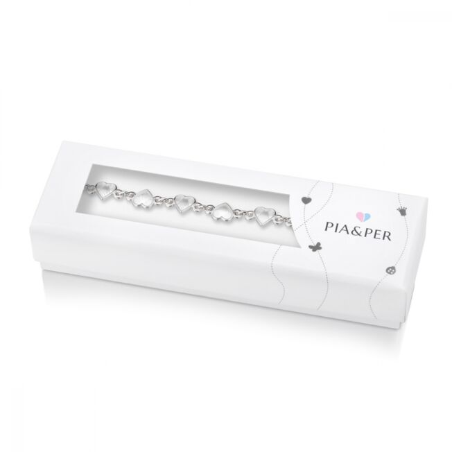 Armbånd til barn med hvite hjerter fra Pia og Per