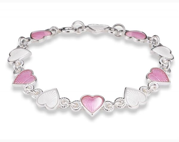 Armbånd til barn med rosa og hvite hjerter fra Pia og Per