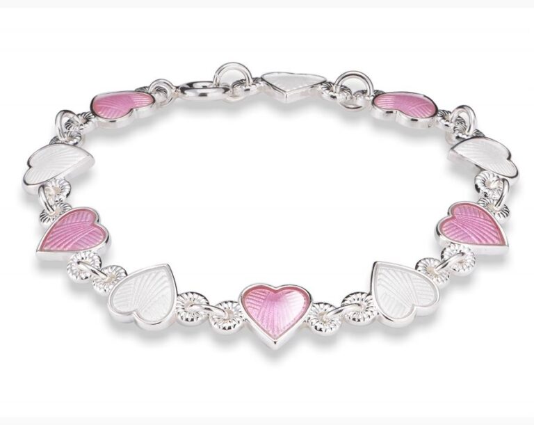 Armbånd til barn med rosa og hvite hjerter fra Pia og Per