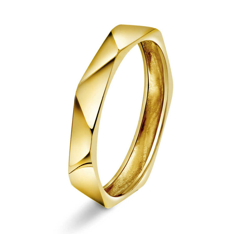 "Fasett" ring i gult gull, smal