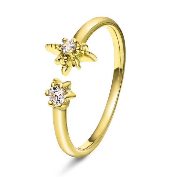 Shapes "Star" ring i forgylt sølv med c.zirkonia