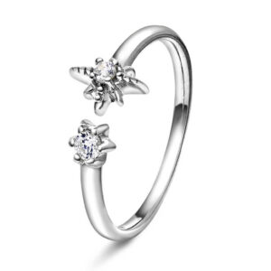 Shapes "Star" ring i rhodinert sølv med c.zirkonia