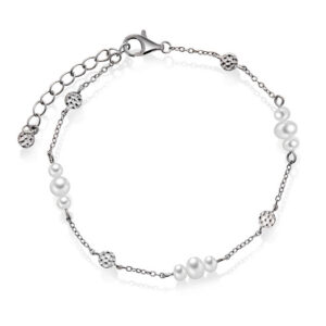 Shapes "Fairy" armbånd i rhodinert sølv med ferskvannsperler