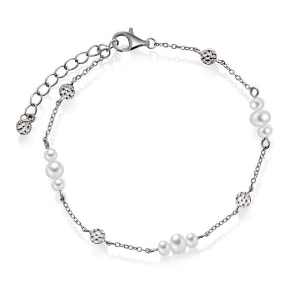 Shapes "Fairy" armbånd i rhodinert sølv med ferskvannsperler