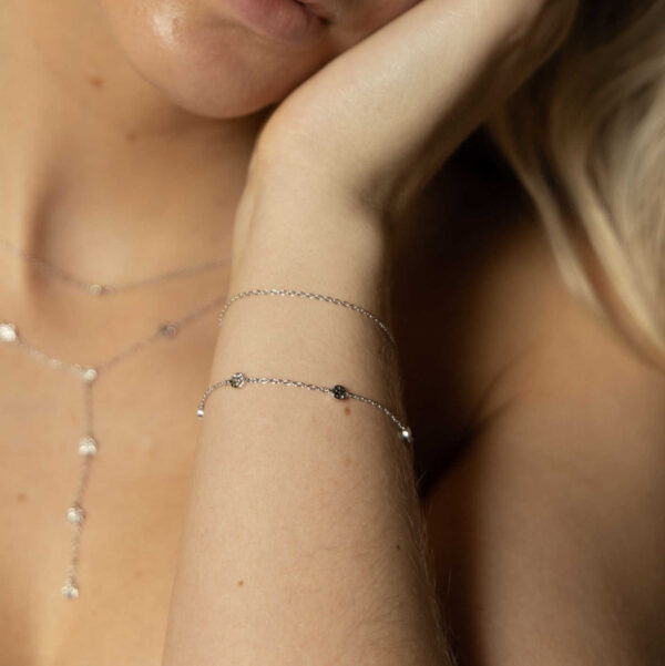 Shapes "Heat Double chain" armbånd i rhodinert sølv