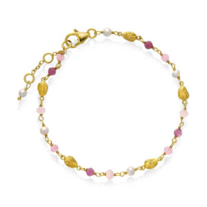 Shapes "Raven" armbånd i forgylt sølv med kvarts i rosa toner