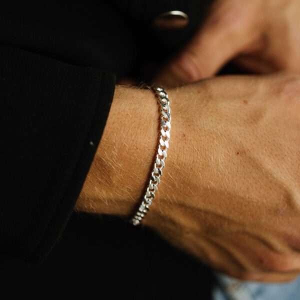 Panserarmbånd i sølv 4,5 mm 21 cm