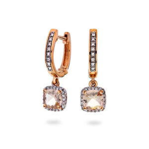 Ørering i roségull med morganitt og diamant