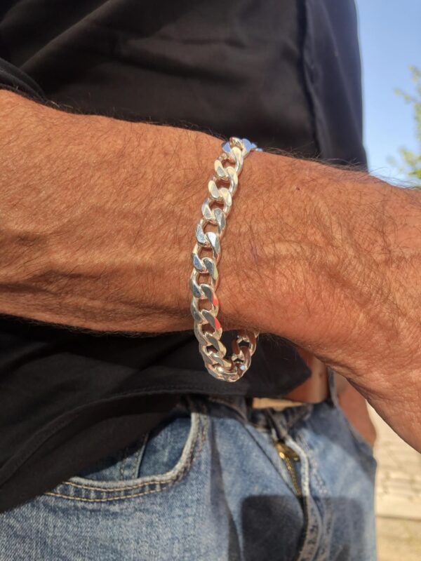 Panserarmbånd i sølv 9,5 mm 21 cm
