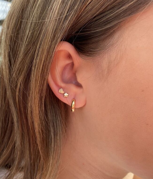 Ørering i gult gull 12 mm