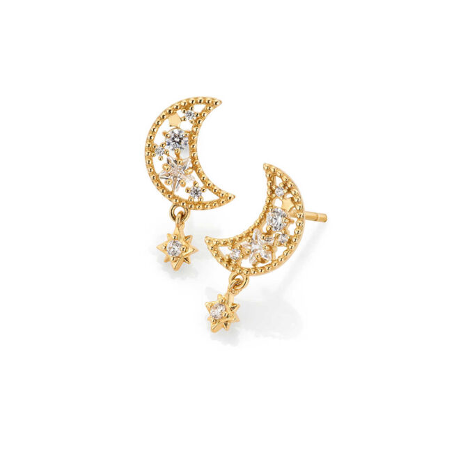 Gult gull ørepynt "Sparkling moon"