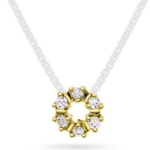 Anheng i gult gull sirkel med diamanter 0,12 ct